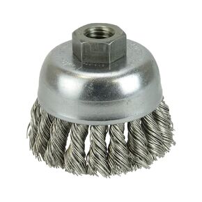 Weiler 13257 2-3/4" Single Row Knot Wire Cup Brush, 0.020" Stainless Steel Fill, 1/2"-13 UNC Nut, Made in The USA