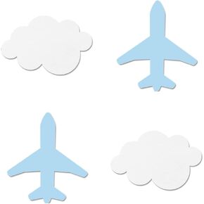 Airplane Cloud Cut-outs, 12-Pack Table Topper Double-sided Plane Birthday Party Decorations