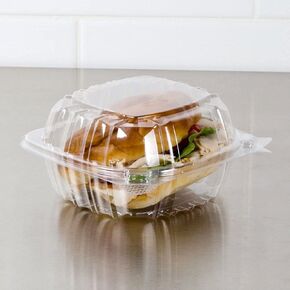 Plastic Hinged Food Container Dessert Containers - Disposable Plastic Clamshell Food Containers for Salads, Pasta, Sandwiches, 5x5x3 (25)