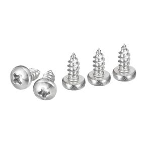 #4x3/8" Phillips Pan Head Self-Tapping Screw - 200Pack - Bright Finish 304 Stainless Steel Sheet Metal Screws Wood Screws
