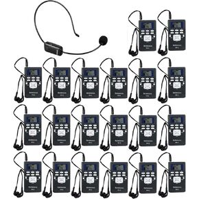 Retekess TR503 Tour Guide Headsets, Wireless Microphone Headset System, with 20 PR13 FM Radio Receiver, Fm Listening System for Church,Training, School