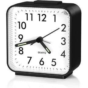 ORIA Silent Analog Alarm Clock, Battery Operated Analog Desk Clock, Small No Ticking Bedside Clock with Night Light, Snooze, Gradual Rise Alarm, for Bedroom, Office, Travel