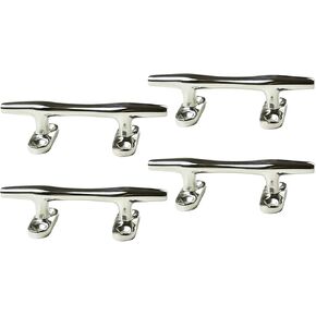 MARINE CITY 316 Grade Stainless Steel Heavy Duty Open Base Cleat Marine Hollow Base Deck Mooring Rope Tie Cleat 4 inches for Marines – Boats – Yachts (Pack of 4)