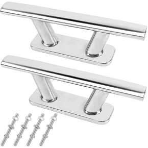 Boat Cleat Stainless Steel,Dock Cleats,Rope Cleat with Screws-Open Base Boat Cleats for Docking Boats, Canoe,Mooring,Maritime Decor 2 Pack (6in,8in,10in)