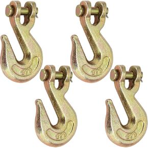 4 حزم 3/8 بوصة G70 درجة Clevis Grab Hook، سلسلة Clevis Hook بالكروم الأصفر، خطافات سلسلة السحب للشاحنة أو المقطورة المسطحة، حد الحمل 6600 رطل in Kuwait