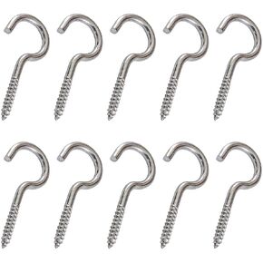 Stainless Steel Screw Hooks, Eye Hook Screws M5 2.5" Screw in Eye Hooks Heavy Duty Metal Ceiling Outdoor Hooks Screw Hanger Open Loop Hanger Hooks- 10pcs Open Loop
