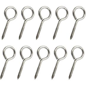 خطافات لولبية من الفولاذ المقاوم للصدأ، براغي خطاف العين M5 2.5 بوصة برغي في خطافات العين، خطافات سقف معدنية شديدة التحمل في الهواء الطلق، خطافات حلقية مفتوحة - 10 قطع حلقة مفتوحة in Kuwait