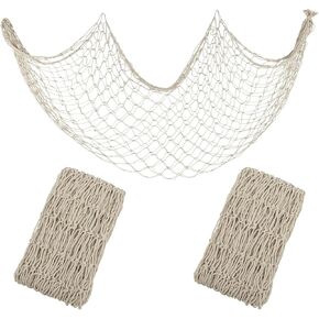 Decorative Fishing Net 5x10 ft,YuanDe 2 Pack Large Beige Picture Fish Net, Wall Photo Hanging Fishnet for Nautical Mermaid Pirate Ocean Themed Hawaii Beach Under The Sea Party Decorations