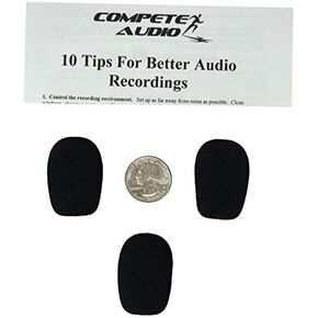 CA132 Larger Foam Microphone Windscreens (Microphone Covers) 3-Pack Desktop/Headset Fitness Instructor/Gamer Pack Black