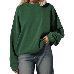 Women’s Oversized Sweatshirt Crewneck Pullover Top Casual Drop Shoulder Crew Neck Plain Shirt 2024 Fall Clothes in Saudi Arabia