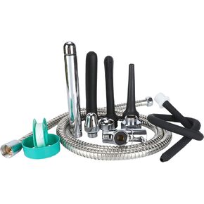 Shower Enema System, Douche Colonic Cleanse Kit, 5-Foot Stainless Steel Shower Hose Enema with Enema Showerhead Vaginal and Anal Cleaning Kit Colonic System Cleaner for Most Shower Systems