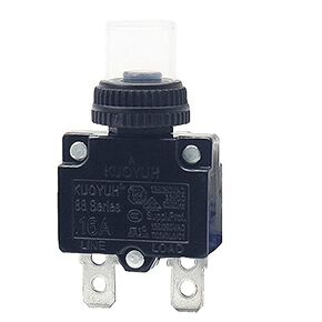 16 Amp 88 Series Quick Connect Terminals Push-to-Reset Thermal Circuit Breaker with Transparent Waterproof Button Dust Cover (1-Pack)
