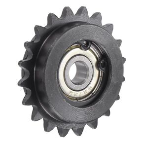 uxcell #25 Chain Idler Sprocket, 8mm Bore 1/4" Pitch 20 Tooth Tensioner, Black Oxide Finish C45 Carbon Steel with Insert Single Bearing for ISO 04C Chains