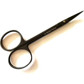 Iris Scissors Full Black 4.5" Curved German Stainless Steel CE