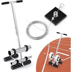 Floor Tape Applicator with Drawing Circle Kit Hand Push Line Striping Machine Parking Lot Striping Machine with Rubber Roller Tape Marking Machine for Basketball Courts, Road Warning