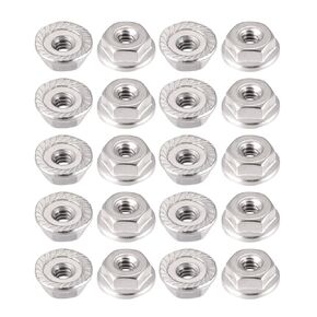 uxcell #10-24 Serrated Flange Hex Lock Nuts, 304 Stainless Steel, 20 Pcs