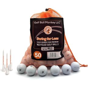 Golf Ball Monkey Cheap Recycled for Bridgestone Golf Balls White Used Golf Balls for Bridgestone e6, for Bridgestone e12, Tour BX and BRX Golf Balls & More w/ 15 Tees & Mesh Bag