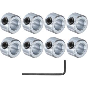 uxcell 8pcs Set Screw Shaft Collars 1/4" Bore Zinc Plated Steel Shaft Collars, 1/2" OD, 5/16" Width Axle Collar Clamp with Hex Wrench