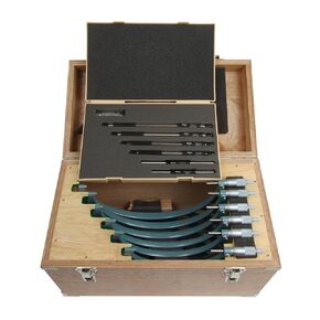 Mitutoyo 103-909 Outside Micrometer Set with Standards, Ratchet Stop, 6-12" Range, 0.0001" Graduation (6 Piece Set)