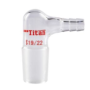 Glass 90 Degree Vacuum/Gas Adapter, Borosilicate Glass Bent Inlet Adapter with 14/20 Inner Joint and Hose for Laboratory Lab Supply