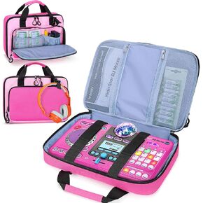 Padded Carrying Bag Compatible with VTech Kidi Star DJ Mixer/Kidi DJ Mix, Small DJ Mixer Storage Bag with Accessory Pockets for Cable, User Guide, Batteries or Other Accessories, Black