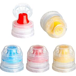 Leinuosen 30 Pcs 28 mm Push Pull Replacement Caps Reusable Colorful Plastic Soda Twisted Water Bottle Lid Top Suitable for 28 mm Sport Bottle Cap