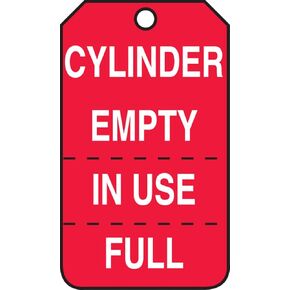 AccuformNMC Gas Cylinder Tags, 5 Pack Perforated, Cylinder Status Tags “Cylinder Full, in Use, Empty", 5.75" x 3.25", Water-Resistant 10-mil Thick PF-Cardstock, Made in USA, MGT206CTM