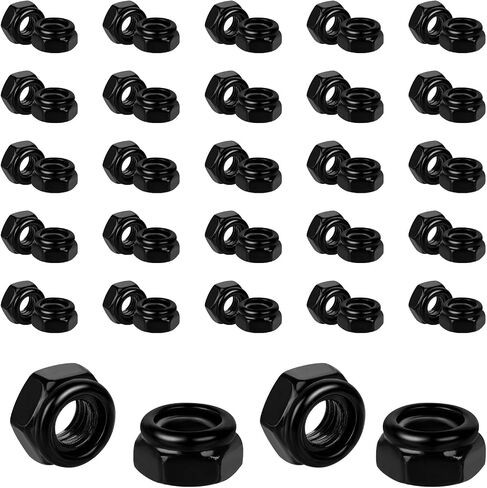 50 PCS Hex Lock Nuts, Black Zinc Plated Nylon Lock Nuts, 304 Stainless Steel Locknuts, Inserted Hex Self Clinching Nuts Carbon Steel Nylon Insert Self Locking Nuts for Fasteners (M5) in Saudi Arabia