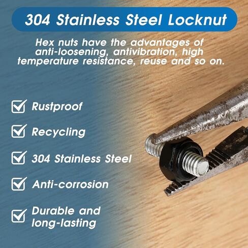 50 PCS Hex Lock Nuts, Black Zinc Plated Nylon Lock Nuts, 304 Stainless Steel Locknuts, Inserted Hex Self Clinching Nuts Carbon Steel Nylon Insert Self Locking Nuts for Fasteners (M5) in Saudi Arabia