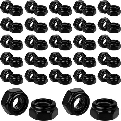 50 PCS Hex Lock Nuts, Black Zinc Plated Nylon Lock Nuts, 304 Stainless Steel Locknuts, Inserted Hex Self Clinching Nuts Carbon Steel Nylon Insert Self Locking Nuts for Fasteners (M5) in Saudi Arabia
