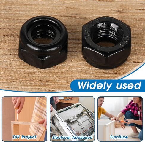 50 PCS Hex Lock Nuts, Black Zinc Plated Nylon Lock Nuts, 304 Stainless Steel Locknuts, Inserted Hex Self Clinching Nuts Carbon Steel Nylon Insert Self Locking Nuts for Fasteners (M5) in Saudi Arabia