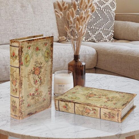 Fake Book Box Decorative Vintage Book Shaped Trinket Storage Box Leather Embossed Reddish Brown-24A-005 in Kuwait