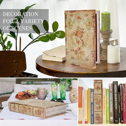 Fake Book Box Decorative Vintage Book Shaped Trinket Storage Box Leather Embossed Reddish Brown-24A-005 in Kuwait