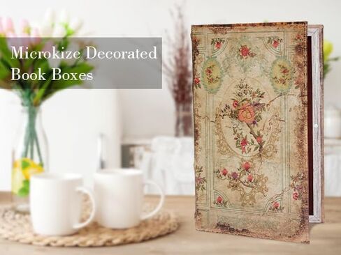 Fake Book Box Decorative Vintage Book Shaped Trinket Storage Box Leather Embossed Reddish Brown-24A-005 in Kuwait