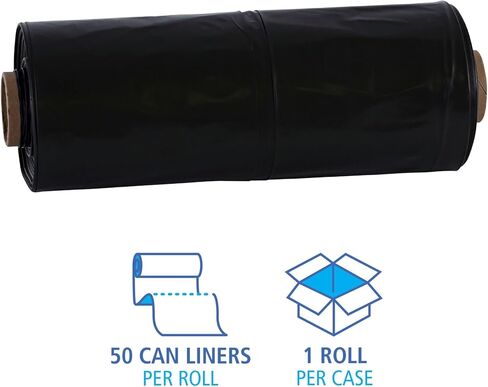 Boardwalk Industrial Drum Liners Rolls, 60 gal, 2.7 mil, 38 x 63, Black, 1 Roll of 50 Bags in Saudi Arabia