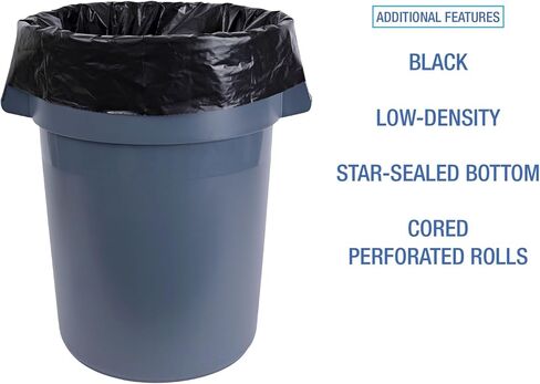 Boardwalk Industrial Drum Liners Rolls, 60 gal, 2.7 mil, 38 x 63, Black, 1 Roll of 50 Bags in Saudi Arabia