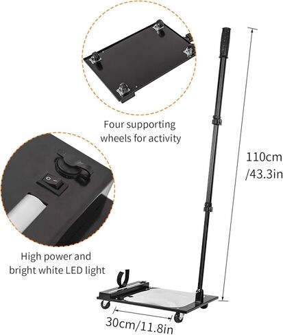 مرآة فحص أسفل السيارة، مع ضوء LED، مرآة فحص أسفل السيارة مقاس 12 بوصة مع عجلات، مرآة أمان بمقبض قابل للسحب قابل للتعديل 50-110 سم، فحص السيارات والآلات والمستودعات والمدارس in Kuwait