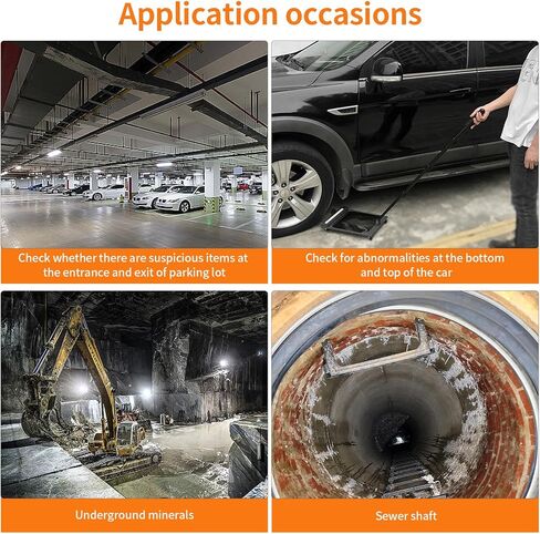 مرآة فحص أسفل السيارة، مع ضوء LED، مرآة فحص أسفل السيارة مقاس 12 بوصة مع عجلات، مرآة أمان بمقبض قابل للسحب قابل للتعديل 50-110 سم، فحص السيارات والآلات والمستودعات والمدارس in Kuwait