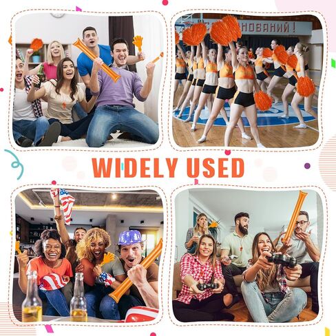 48 Pcs Cheerleading Pom Poms Thunder Sticks Hand Clappers Plastic Whistles with Lanyards Squawker Horns in Saudi Arabia