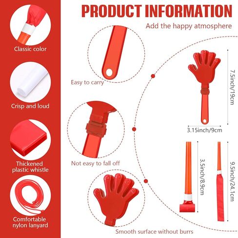 48 قطعة من عصي الرعد من بوم بومس للتشجيع، صفارات بلاستيكية مع حبال وأبواق سكوكر in Kuwait