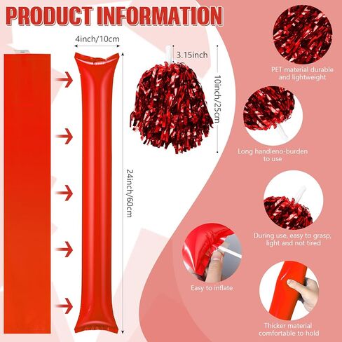 48 قطعة من عصي الرعد من بوم بومس للتشجيع، صفارات بلاستيكية مع حبال وأبواق سكوكر in Kuwait