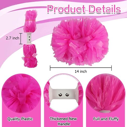 2PCS Professional Cheerleader Pom Poms with Baton Handle (No Zip Tie) for Sports Spirits Girls Adults Performance Dance Cheering in Saudi Arabia