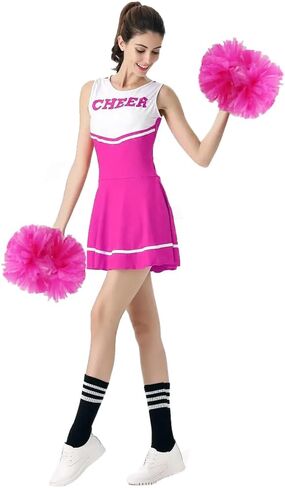 2PCS Professional Cheerleader Pom Poms with Baton Handle (No Zip Tie) for Sports Spirits Girls Adults Performance Dance Cheering in Saudi Arabia