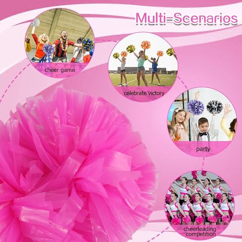 2PCS Professional Cheerleader Pom Poms with Baton Handle (No Zip Tie) for Sports Spirits Girls Adults Performance Dance Cheering in Saudi Arabia