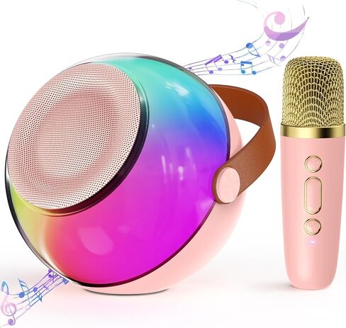 Mini Karaoke Machine for Kids Adults, Portable Bluetooth Speaker with Wireless Microphone, Karaoke Toys for Family Party, Birthday Gifts for Girls Ages 4, 5, 6, 7, 8, 9, 10, 12+, Toddler, Teens in Saudi Arabia