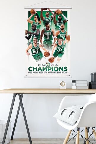 Trends International NBA Boston Celtics - 2024 NBA Finals Champions Wall Poster with Magnetic Frame, 22.37" x 34.00", Print and Black Hanger Bundle in Saudi Arabia
