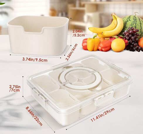Portable Snackle Box Container - Divided Serving Tray with Lid and Handle, Clear Snack Box Organizer for Fruits, Candy, Charcuterie, Snacks - Ideal for Party, Travel & Beach in Saudi Arabia