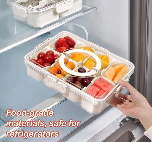 Portable Snackle Box Container - Divided Serving Tray with Lid and Handle, Clear Snack Box Organizer for Fruits, Candy, Charcuterie, Snacks - Ideal for Party, Travel & Beach in Saudi Arabia