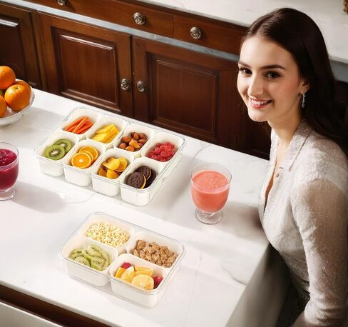 Portable Snackle Box Container - Divided Serving Tray with Lid and Handle, Clear Snack Box Organizer for Fruits, Candy, Charcuterie, Snacks - Ideal for Party, Travel & Beach in Saudi Arabia