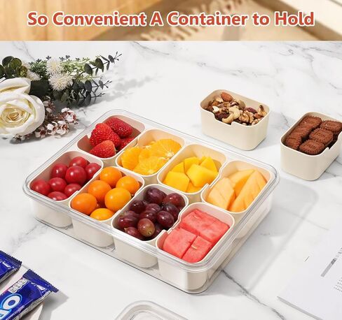 Portable Snackle Box Container - Divided Serving Tray with Lid and Handle, Clear Snack Box Organizer for Fruits, Candy, Charcuterie, Snacks - Ideal for Party, Travel & Beach in Saudi Arabia